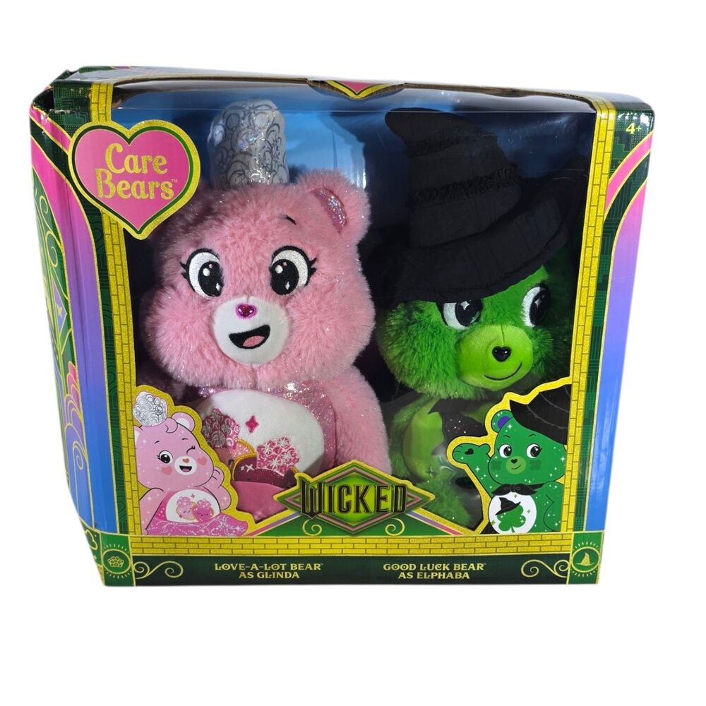 Care Bears x Wicked 2Pack Glinda Love-a-Lot Good Luck Elphaba 14" Plush NIB 2025